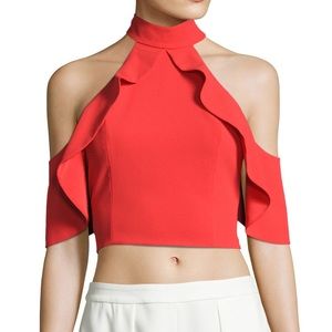 Alice + Olivia Cabot top in poppy. Size 0